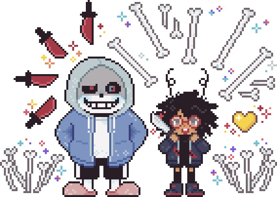 Sans and Gokiburi-chan do battle in their Dusttale costumes