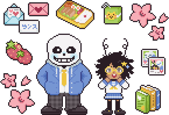 Sans and Goki-chan enjoy school life